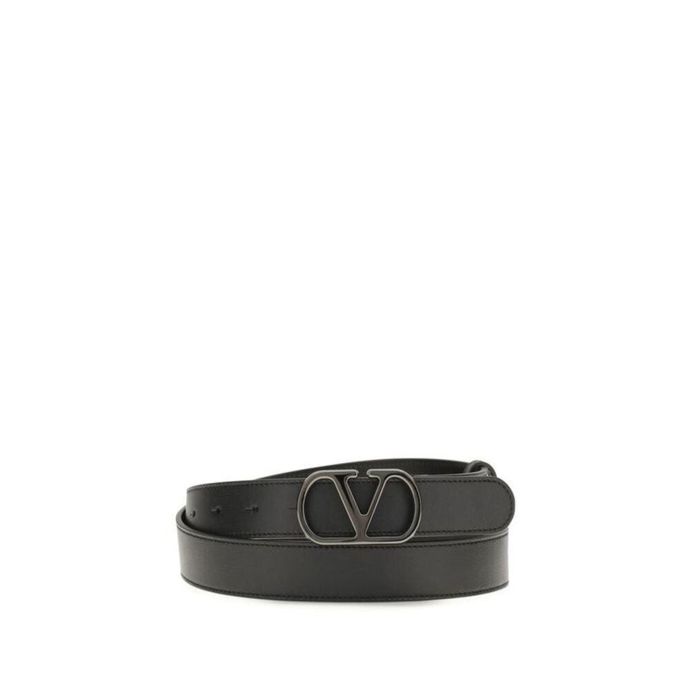 Valentino Garavani Black Calf Leather Bos Taurus Regular Men's Belt